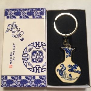 Blue and White porcelain keychain